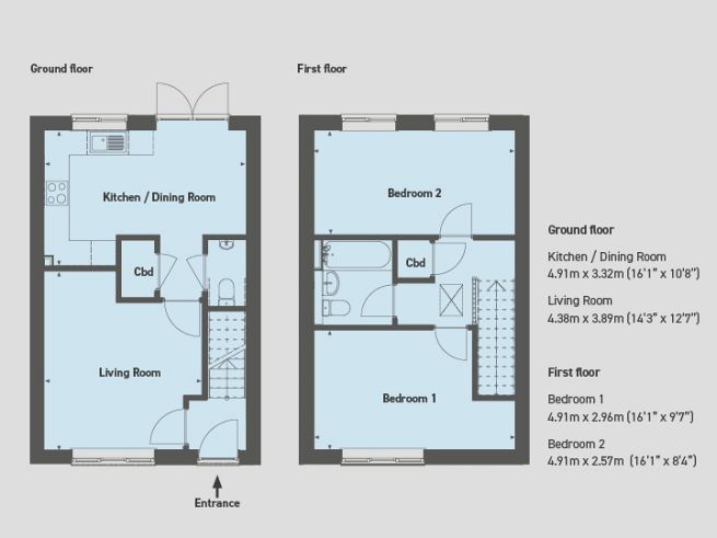 Floor plan, 2 bedroom house  - artist's impression subject to change